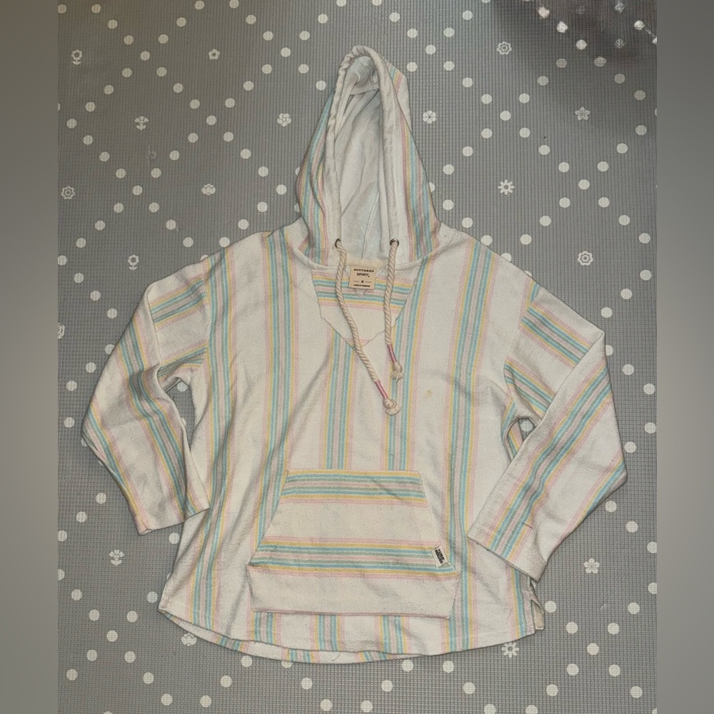Southern Spirit Beach Vacation Baha Striped Pullover Hoodie Poncho Size S